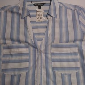 NEW - Express Blue & White Button Down Shirt